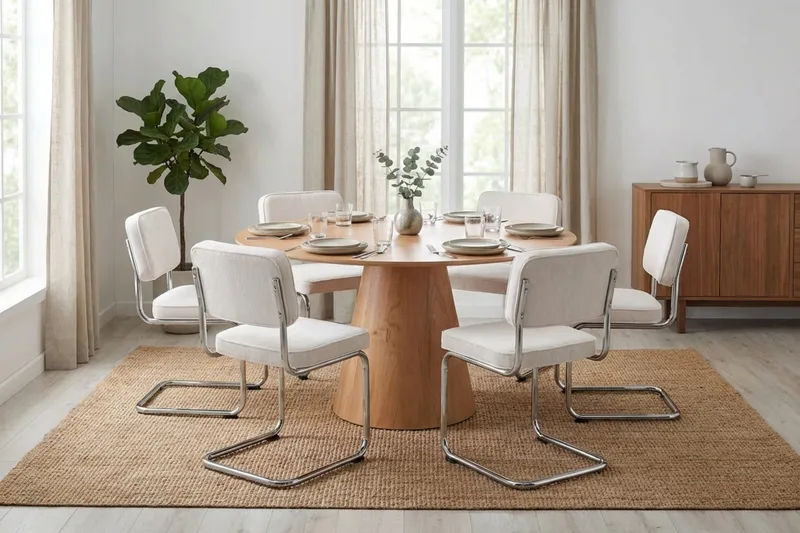 Siena Matgrupp runt 150 cm Ek med 6 Milva Matstolar - Ek - Möbler - Bord & matgrupper - Matgrupper