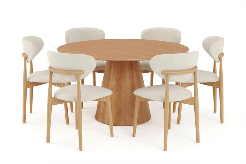 Siena Matgrupp runt 150 cm Ek med 6 Molly Matstolar - Ek - Möbler - Bord & matgrupper - Matgrupper