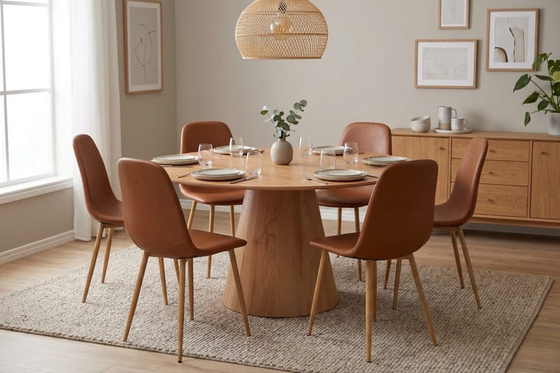Siena Matgrupp runt 150 cm Ek med 6 Nibe Matstolar - Ek - Möbler - Bord & matgrupper - Matgrupper
