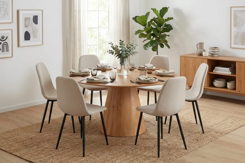 Siena Matgrupp runt 150 cm Ek med 6 Nibe Matstolar - Ek - Möbler - Bord & matgrupper - Matgrupper