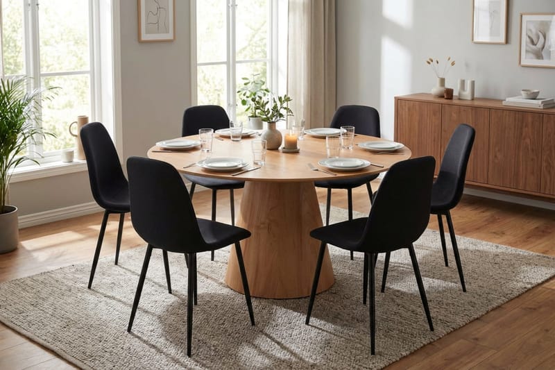 Siena Matgrupp runt 150 cm Ek med 6 Nibe Matstolar - Ek - Möbler - Bord & matgrupper - Matgrupper