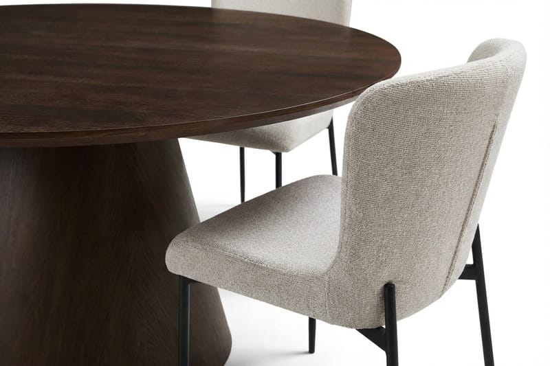 Siena Matgrupp runt 150 cm Rökt Ek med 6 Elsie Matstolar - Rökt ek/Vit - Möbler - Bord & matgrupper - Matgrupper