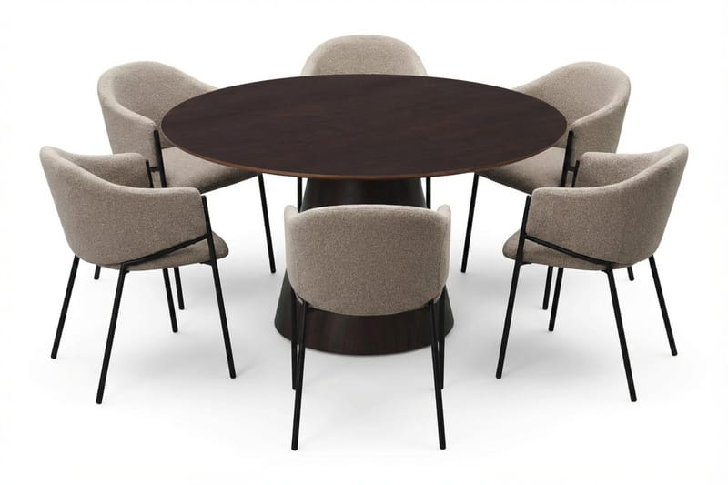 Siena Matgrupp runt 150 cm Rökt Ek med 6 Filip Matstolar - Rökt ek - Möbler - Bord & matgrupper - Matgrupper