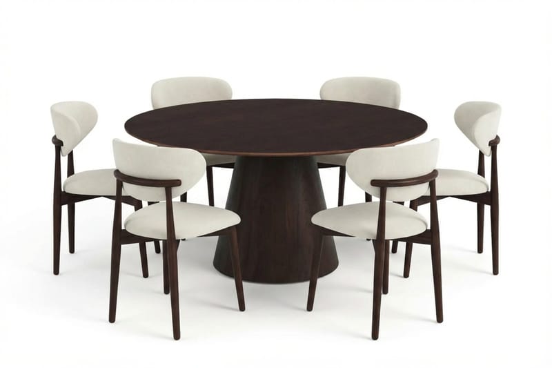 Siena Matgrupp runt 150 cm Rökt Ek med 6 Molly Matstolar - Rökt ek - Möbler - Bord & matgrupper - Matgrupper