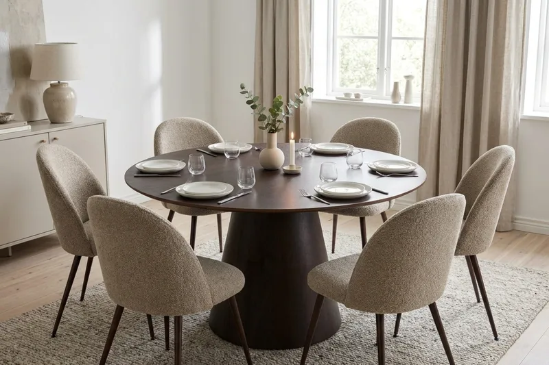 Siena Matgrupp runt 150 cm Rökt Ek med 6 Nibe Plus Matstolar - Rökt ek - Möbler - Bord & matgrupper - Matgrupper