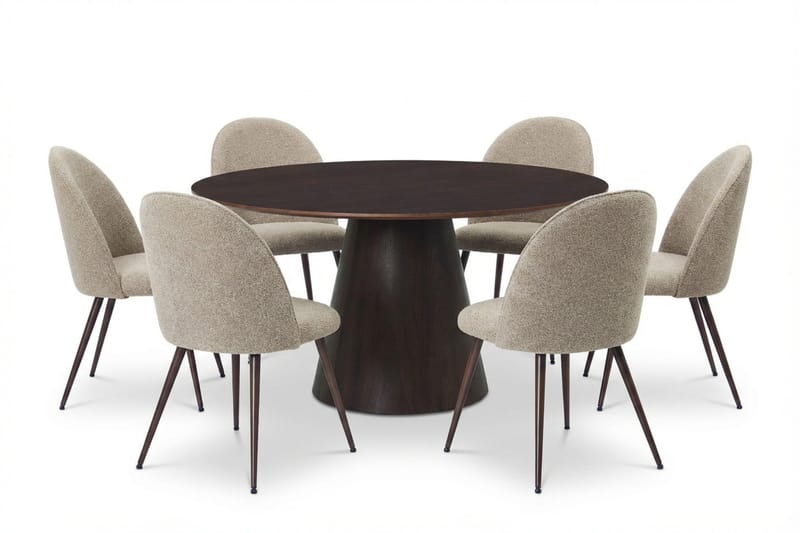 Siena Matgrupp runt 150 cm Rökt Ek med 6 Nibe Plus Matstolar, Rökt ek