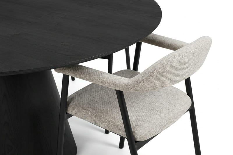 Siena Matgrupp runt 150 cm Svart med 4 Ronja Matstolar - Beige/Svart - Möbler - Bord & matgrupper - Matgrupper