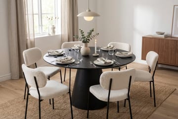 Siena Matgrupp runt 150 cm Svart med 6 Gemmiano Matstolar - Svartlaserad ek - Möbler - Bord & matgrupper - Matgrupper