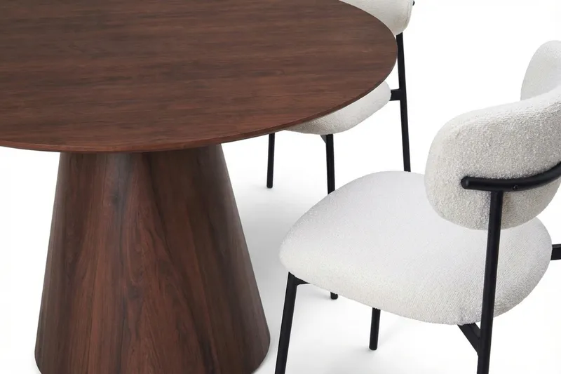 Siena Matgrupp runt 150 cm Svart med 6 Lucy Matstolar - Svart - Möbler - Bord & matgrupper - Matgrupper