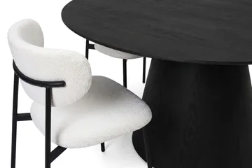 Siena Matgrupp runt 150 cm Svart med 6 Lucy Matstolar - Svartlaserad ek - Möbler - Bord & matgrupper - Matgrupper