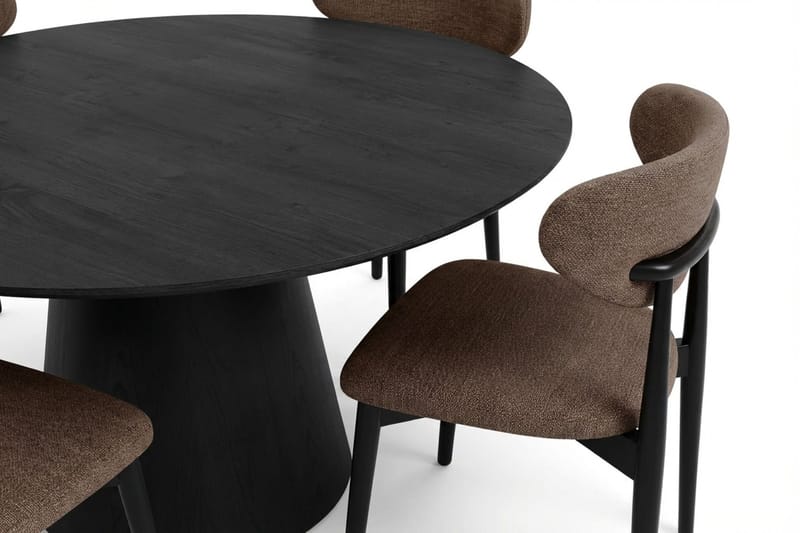 Siena Matgrupp runt 150 cm Svart med 6 Molly Matstolar - Svart - Möbler - Bord & matgrupper - Matgrupper