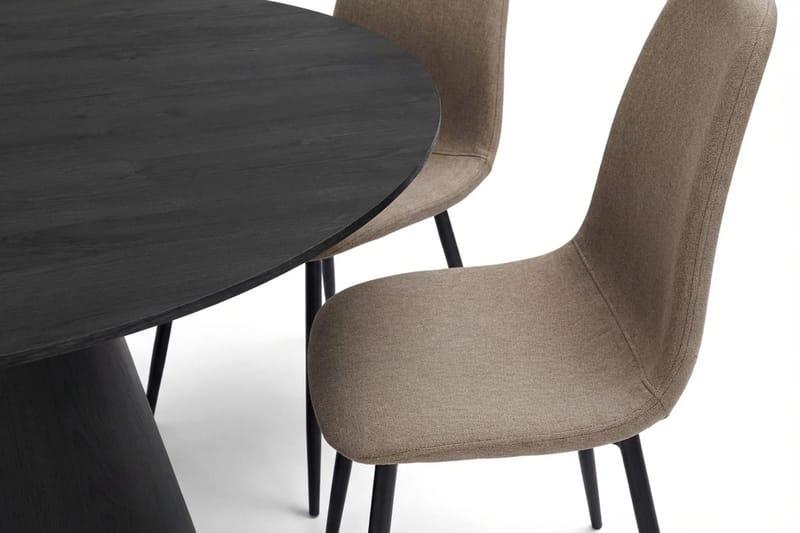 Siena Matgrupp runt 150 cm Svart med 6 Nibe Matstolar - Svart - Möbler - Bord & matgrupper - Matgrupper