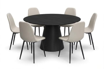 Beige/Metallben Svart - Svartlaserad ek