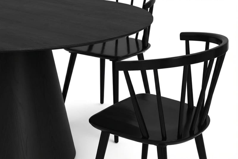 Siena Matgrupp runt 150 cm Svart med 6 Tyrö Matstolar - Svart - Möbler - Bord & matgrupper - Matgrupper