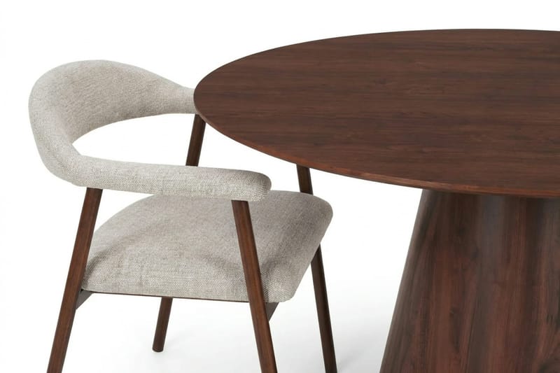 Siena Matgrupp runt 150 cm Valnöt med 4 Ronja Matstolar - Sand/Valnöt - Möbler - Bord & matgrupper - Matgrupper