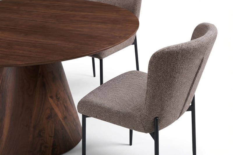 Siena Matgrupp runt 150 cm Valnöt med 6 Elsie Matstolar - Valnöt/Grå - Möbler - Bord & matgrupper - Matgrupper