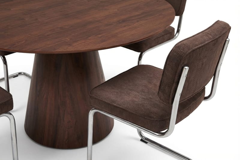 Siena Matgrupp runt 150 cm Valnöt med 6 Milva Matstolar - Valnöt - Möbler - Bord & matgrupper - Matgrupper