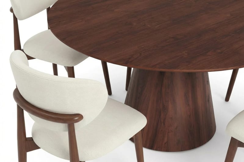 Siena Matgrupp runt 150 cm Valnöt med 6 Molly Matstolar - Valnöt - Möbler - Bord & matgrupper - Matgrupper