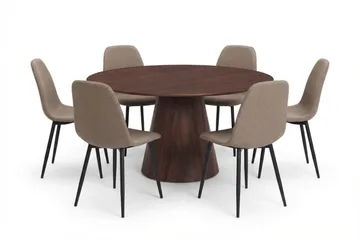 Siena Matgrupp runt 150 cm Valnöt med 6 Nibe Matstolar