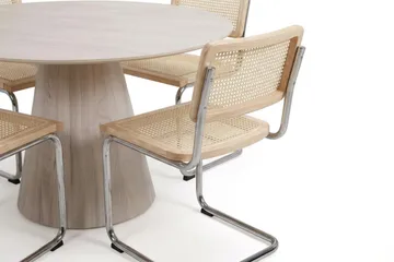 Siena Matgrupp runt 150 cm Vitlaserad med 6 Build Matstolar - Vitlaserad ek - Möbler - Bord & matgrupper - Matgrupper