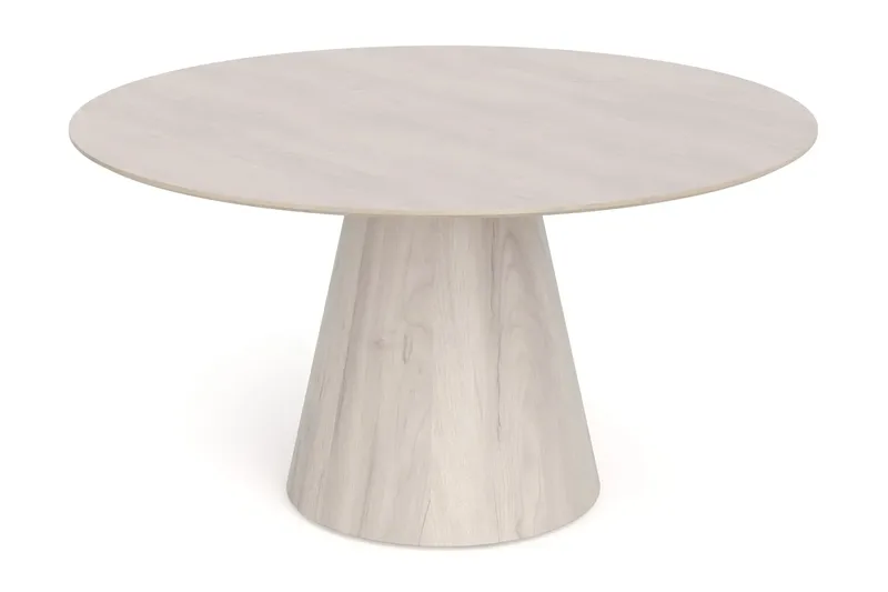 Siena Matgrupp runt 150 cm Vitlaserad med 6 Build Matstolar - Vitlaserad/Natur/krom - Möbler - Bord & matgrupper - Matgrupper