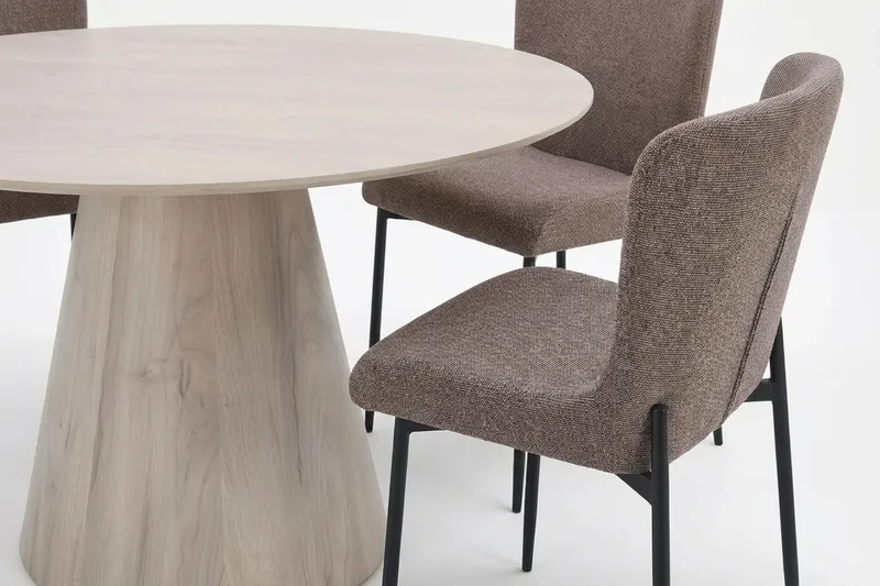 Siena Matgrupp runt 150 cm Vitlaserad med 6 Elsie Matstolar - Vitlaserad/Grå - Möbler - Bord & matgrupper - Matgrupper