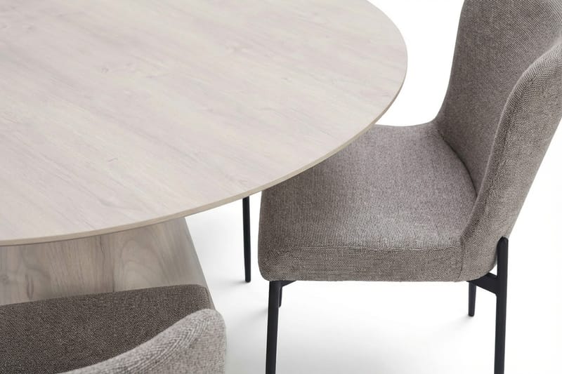 Siena Matgrupp runt 150 cm Vitlaserad med 6 Elsie Matstolar - Vitlaserad/Ljusgrå - Möbler - Bord & matgrupper - Matgrupper