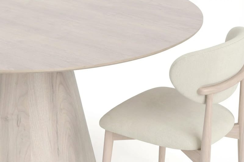 Siena Matgrupp runt 150 cm Vitlaserad med 6 Molly Matstolar - Vitlaserad - Möbler - Bord & matgrupper - Matgrupper