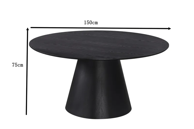 Siena Stort Matbord Runt 150cm Fanér - Svart - Möbler - Bord & matgrupper - Matbord & köksbord