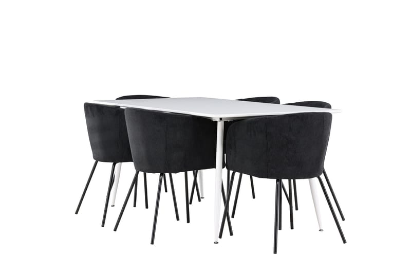 Silar Matgrupp 180 cm Rektangulär med 6 Berit stolar - Vit/Svart - Möbler - Bord & matgrupper - Matgrupper