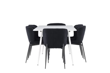 Silar Matgrupp 180 cm Rektangulär med 6 Modesto stolar - Vit/Svart - Möbler - Bord & matgrupper - Matgrupper