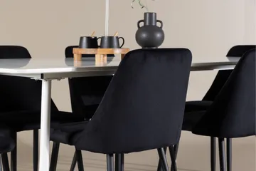 Silar Matgrupp 180 cm Rektangulär med 6 Night stolar - Vit/Svart - Möbler - Bord & matgrupper - Matgrupper