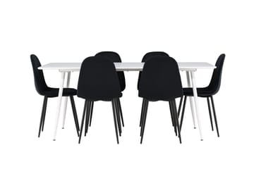 Silar Matgrupp 180 cm Rektangulär med 6 Polar stolar - Vit/Svart - Möbler - Bord & matgrupper - Matgrupper