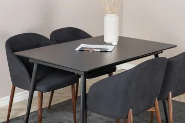 Silar Rektangulär Matgrupp 120-160 cm med 4 Arch Matstolar - svart - Möbler - Bord & matgrupper - Matgrupper