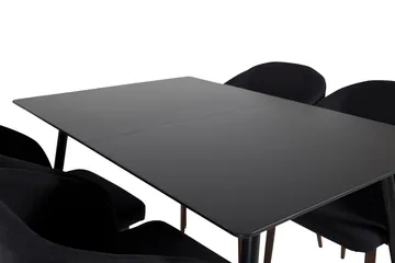 Silar Rektangulär Matgrupp 120-160 cm med 4 Arch Matstolar - svart - Möbler - Bord & matgrupper - Matgrupper