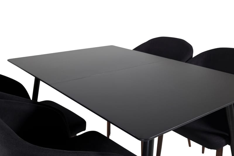 Silar Rektangulär Matgrupp 120-160 cm med 4 Arch Matstolar - svart - Möbler - Bord & matgrupper - Matgrupper
