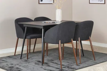 Silar Rektangulär Matgrupp 120-160 cm med 4 Arch Matstolar - svart - Möbler - Bord & matgrupper - Matgrupper