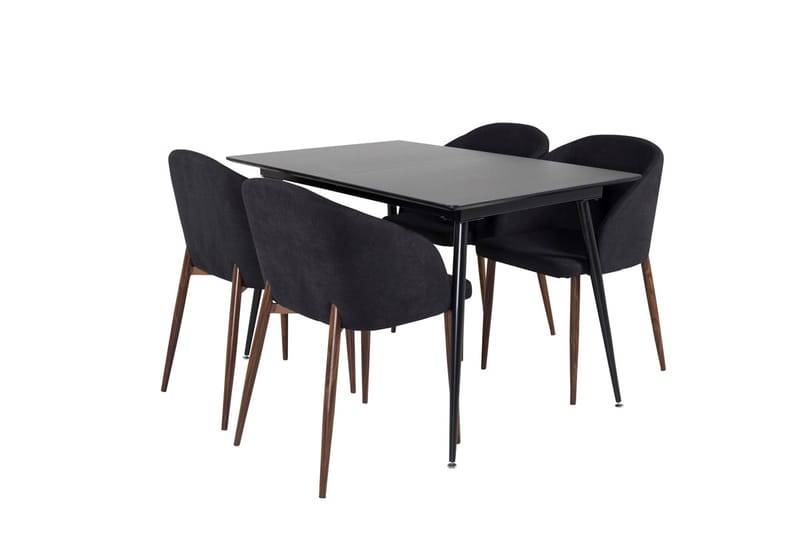 Silar Rektangulär Matgrupp 120-160 cm med 4 Arch Matstolar - svart - Möbler - Bord & matgrupper - Matgrupper
