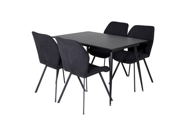 Silar Rektangulär Matgrupp 120-160 cm med 4 Gemma Matstolar - svart - Möbler - Bord & matgrupper - Matgrupper
