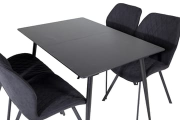 Silar Rektangulär Matgrupp 120-160 cm med 4 Gemma Matstolar - svart - Möbler - Bord & matgrupper - Matgrupper