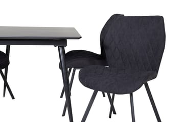 Silar Rektangulär Matgrupp 120-160 cm med 4 Gemma Matstolar - svart - Möbler - Bord & matgrupper - Matgrupper