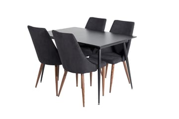 Silar Rektangulär Matgrupp 120-160 cm med 4 Leone Matstolar - svart - Möbler - Bord & matgrupper - Matgrupper