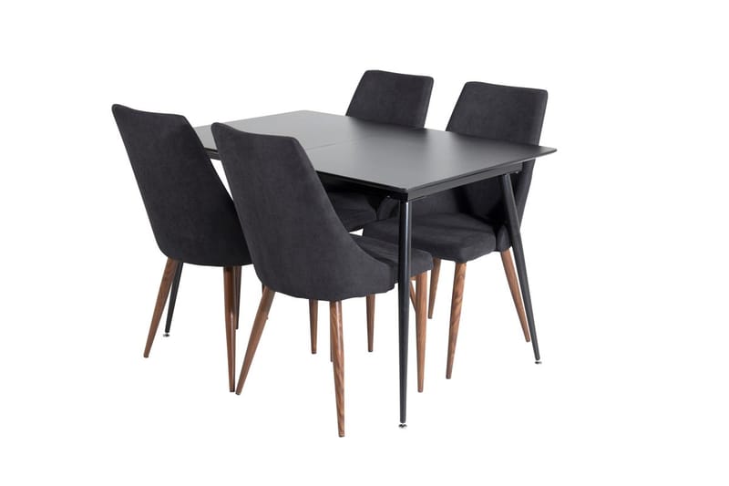 Silar Rektangulär Matgrupp 120-160 cm med 4 Leone Matstolar - svart - Möbler - Bord & matgrupper - Matgrupper