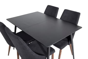 Silar Rektangulär Matgrupp 120-160 cm med 4 Leone Matstolar - svart - Möbler - Bord & matgrupper - Matgrupper
