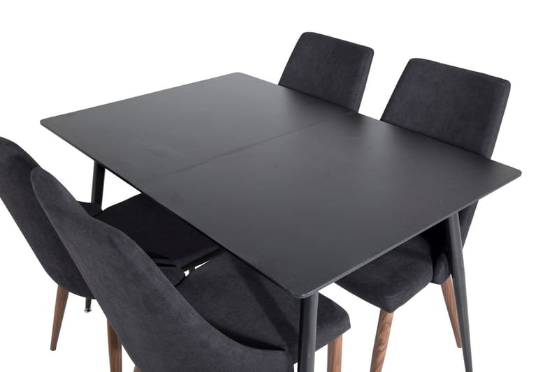 Silar Rektangulär Matgrupp 120-160 cm med 4 Leone Matstolar - svart - Möbler - Bord & matgrupper - Matgrupper