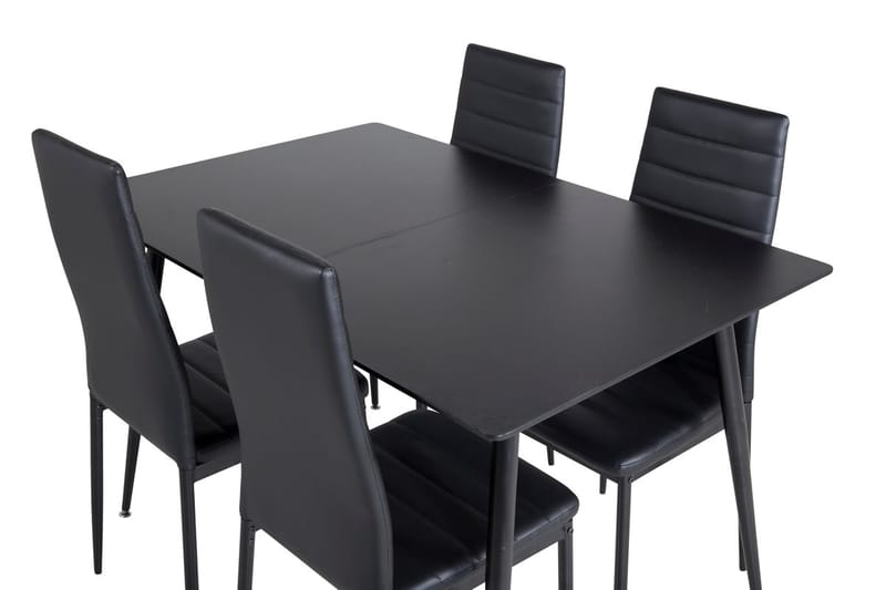 Silar Rektangulär Matgrupp 120-160 cm med 4 Slim Matstolar - svart - Möbler - Bord & matgrupper - Matgrupper