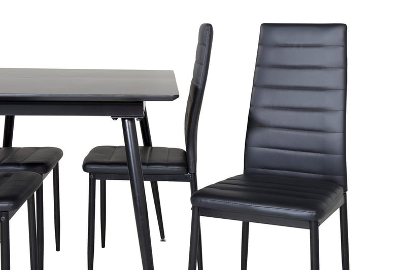 Silar Rektangulär Matgrupp 120-160 cm med 4 Slim Matstolar - svart - Möbler - Bord & matgrupper - Matgrupper