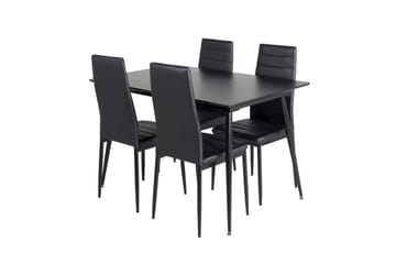 Silar Rektangulär Matgrupp 120-160 cm med 4 Slim Matstolar - svart - Möbler - Bord & matgrupper - Matgrupper
