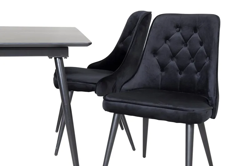 Silar Rektangulär Matgrupp 120-160 cm med 4 Velvet Deluxe Matstolar - svart - Möbler - Bord & matgrupper - Matgrupper
