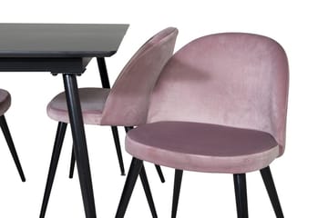 Silar Rektangulär Matgrupp 120-160 cm med 4 Velvet Matstolar - gammelrosa - Möbler - Bord & matgrupper - Matgrupper